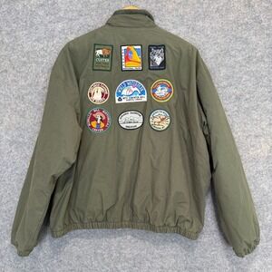 VTG Time Out‎ Bomber Jacket Mens XL Patches National Parks Historical Monuments